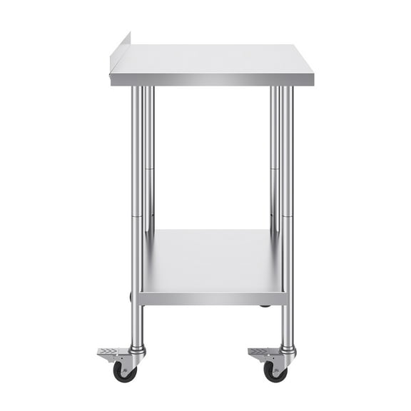 KFFKFF 24 x 30 x 40 Inch Stainless Steel Work Table, Commercial Food Prep Table with Wheels, Durable Metal Workstation with Adjustable Height for Kitchen, Home, and Hospitality Use