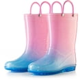 thumbnail image 2 of Puddle Play Kids PVC Glitter Rain Boots - Easy On Handles - For Girls and Boys, Lightweight, Sparkly, Little Kid 11 (Light Pink/Light Blue), 2 of 6