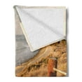 thumbnail image 2 of Beach Pathway Soft Flannel Fleece Throw Blanket, USA Pacific Coast Boardwalk to Leo Carrillo State Beach Malibu California, Cozy Plush for Indoor and Outdoor Use, 60" x 80", Multicolor, by Ambesonne, 2 of 5