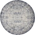 thumbnail image 1 of Unique Loom Collection Château en Détresse, Vintage, Texturé, Médaillon, Tapis Rustique, Traditionnel, 4 0 x 4 0 Rond, Bleu Marine/gris, 1 of 5