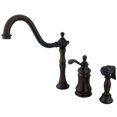 thumbnail image 1 of Widespread Kitchen Faucet With Brass Sprayer - Oil Rubbed Bronze Finish, 1 of 1