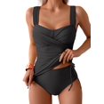 thumbnail image 1 of Traje de baño Tankini B2prity Tummy Control de cintura alta negro para mujer, 1 of 5
