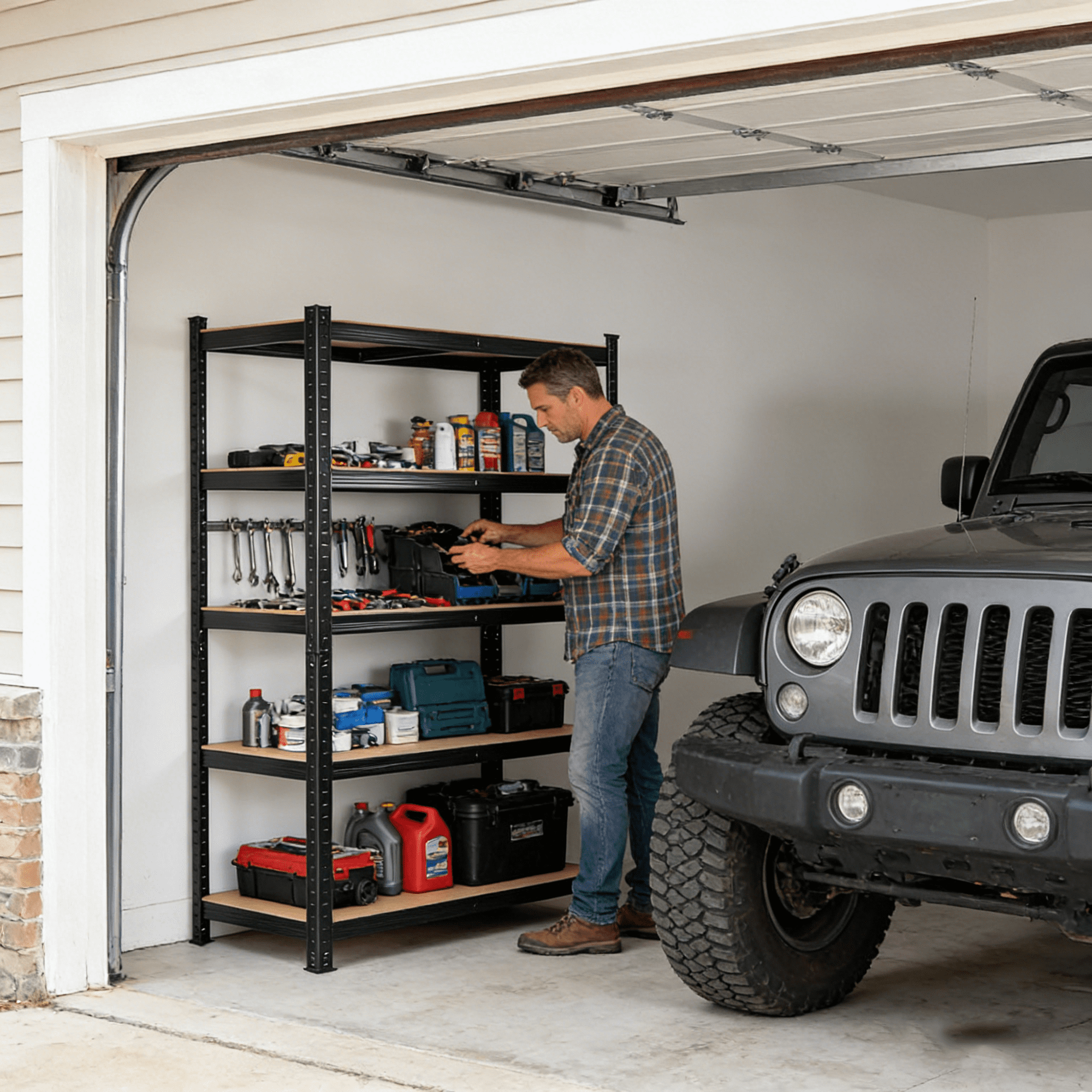 Jopath 5 Tier Storage Shelving Unit Adjustable Garage Storage Utility Rack Heavy Duty Shelves Organization Multipurpose Shelf for Warehouse Basement Pantry Black 71 "H x 35.5 "W x 15.8" D