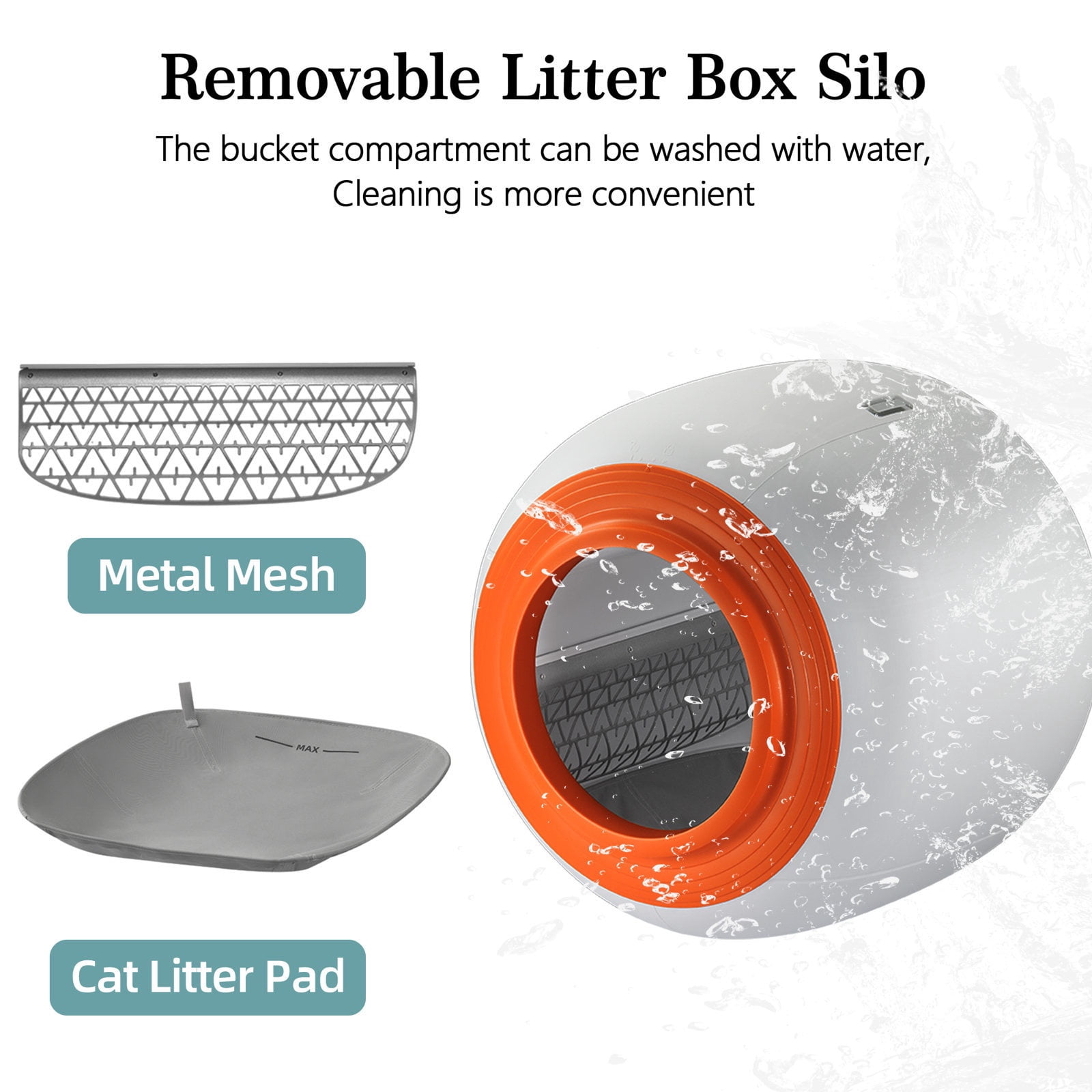 Glavbiku Smart Self-Cleaning Cat Litter Box with App Control,65L Capacity with Mat,Deodorizing,White