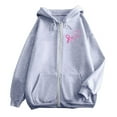 thumbnail image 5 of Womens Zip Up Hoodies Half Zip Pullover Travel Top Women's Zip Up Hoodie Pullover Cancer Awareness Month Long Sleeve Pocket Drawstring Casual Sweatshirt For Everyday Wear, 5 of 6