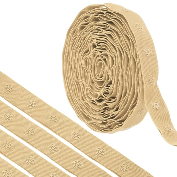 5 Yard Snap Button Tape for Sewing Cotton Snap Button Trim Fastener Buckles Tape for Clothes Fabric DIY, Cream White