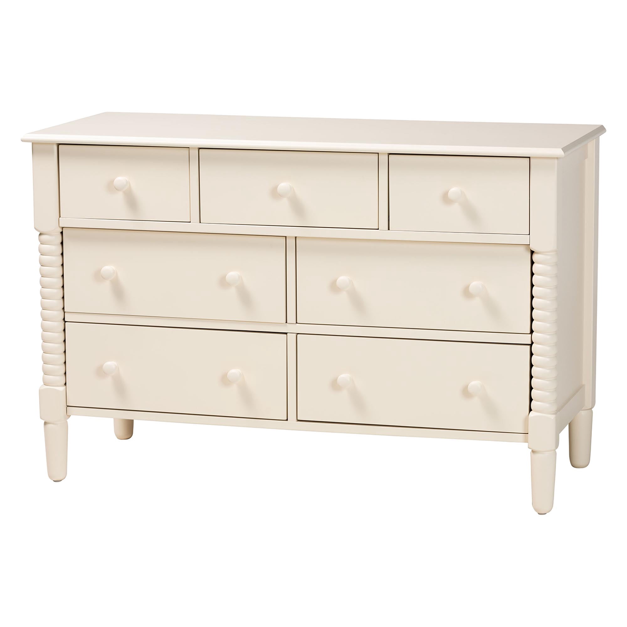 Baxton Studio Braith Farmhouse Dresser, 7-Drawer, Ivory