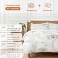 thumbnail image 6 of 3 Piece Dandelion Green Botanical Duvet Cover Set Twin Size, Microfiber Comforter/Quilt Cover with Corner Ties and 2 Pillowcases, Vintage Watercolor Floral All Season Soft Bedding with Zipper Closure, 6 of 8