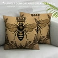 thumbnail image 3 of GOSMITH  Throw Pillow Cover Bee  Vintage Queen Bees Retro Crown Floral Ear Bowknot Black Square Pillow Case Cushion Cover for Home Car Decorative, 3 of 5