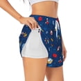 thumbnail image 3 of Lsque Space Printed Women's Running Shorts with Liner Pockets,Elastic Quick Dry Workout Athletic Gym Yoga Shorts,Womens High Waist Shorts-Large, 3 of 9
