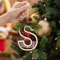 thumbnail image 6 of Taotanxi Buffalo Plaid Pattern Monogram Christmas Ornament,Personalized Initial Christmas Tree Ornaments,Xmas Stocking Tag,Farmhouse Rustic Wooden Monogram Decoration-Letter S#1068, 6 of 7