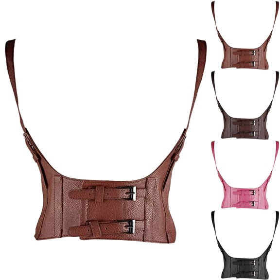 ManxiVoo Punk Gothic Harness Waist Cincher Belt Wide Adjustable Straps Decorative Corset Style Body Shaper For Plus Size Dress Outfit