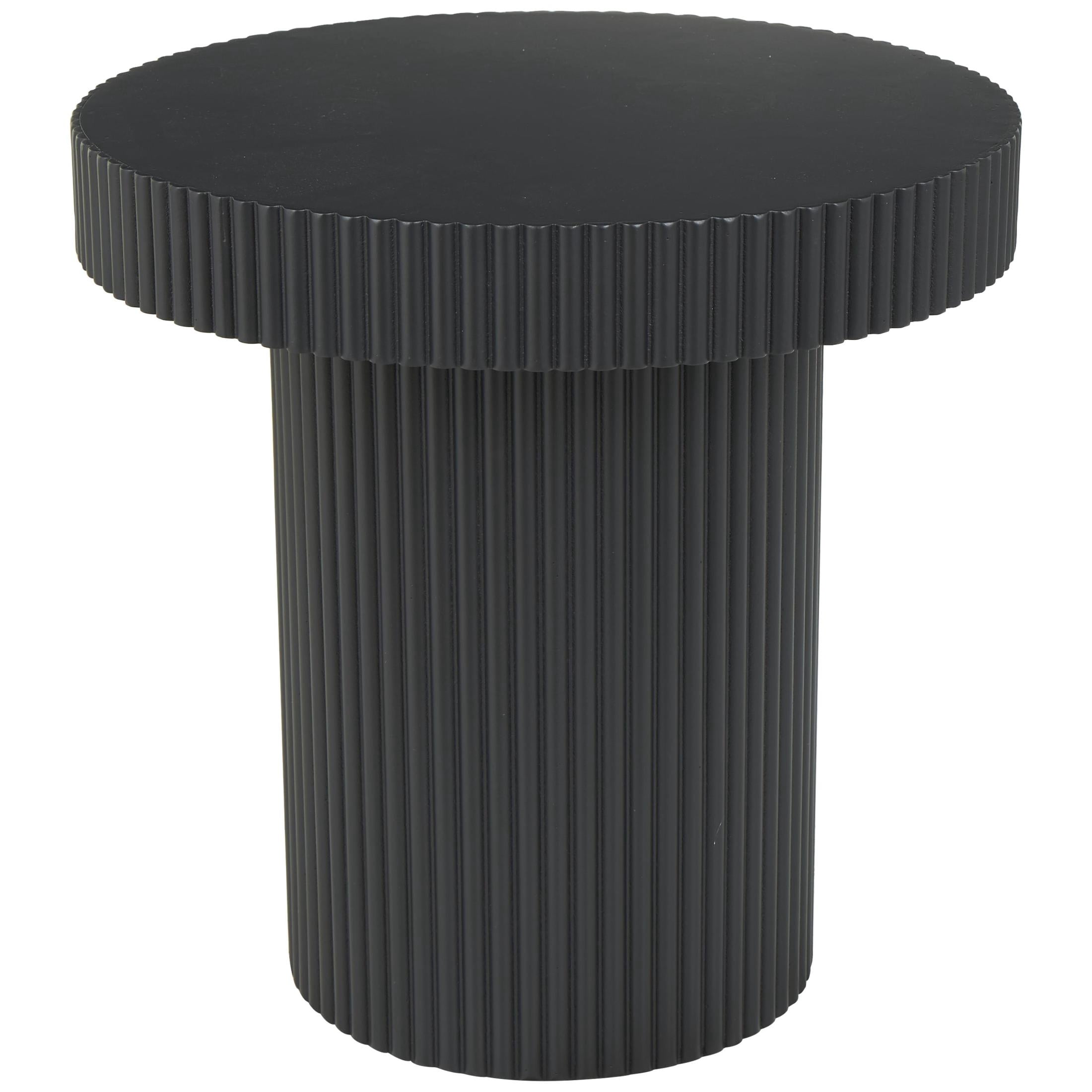 DecMode 20" x 20" Black Wooden Dimensional Ribbed Accent Table, 1-Piece