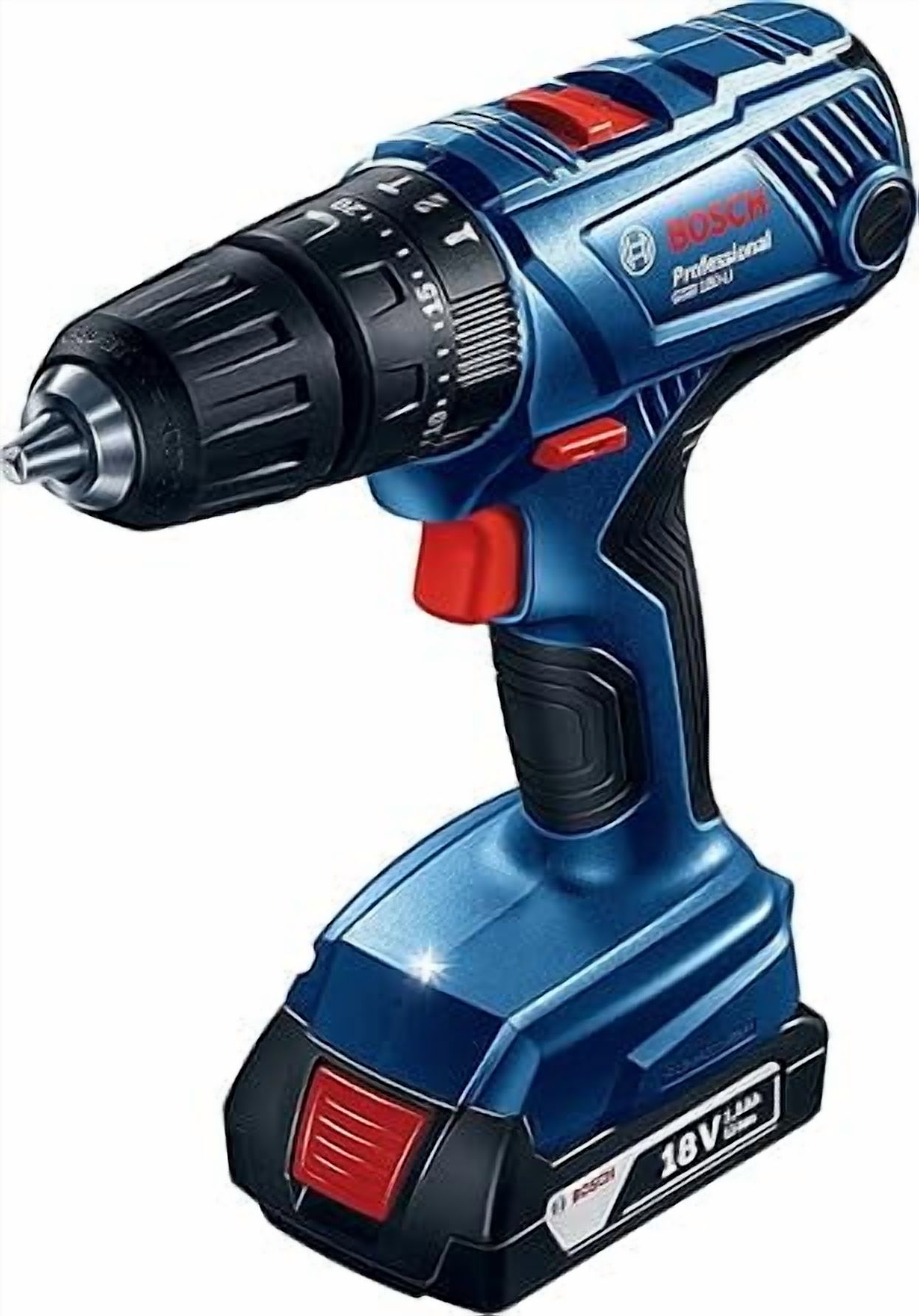 Bosch Professional GSB 180-LI, 18V Cordless Impact Drill Driver, 1.5/ 13 mm with 2 x 2Ah Li Batteries, 1 x GAL 18V-20 Charger & Carrying Case