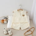 thumbnail image 2 of CAUYDY Baby Toddler 9M 12M 18M Boy Summer Outfit Pajamas Set for Toddler Boys 2-Piece Cute Sleeveless Shirt and Shorts 3T-6T Little Kid Clothes (Sizes 6-12 Months,L4-Beige), 2 of 4