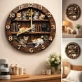 thumbnail image 4 of Wooden Wall Clock, Cats-Themed Timepiece With Quartz Movement, for Home Decor, Multicolour, 4 of 9