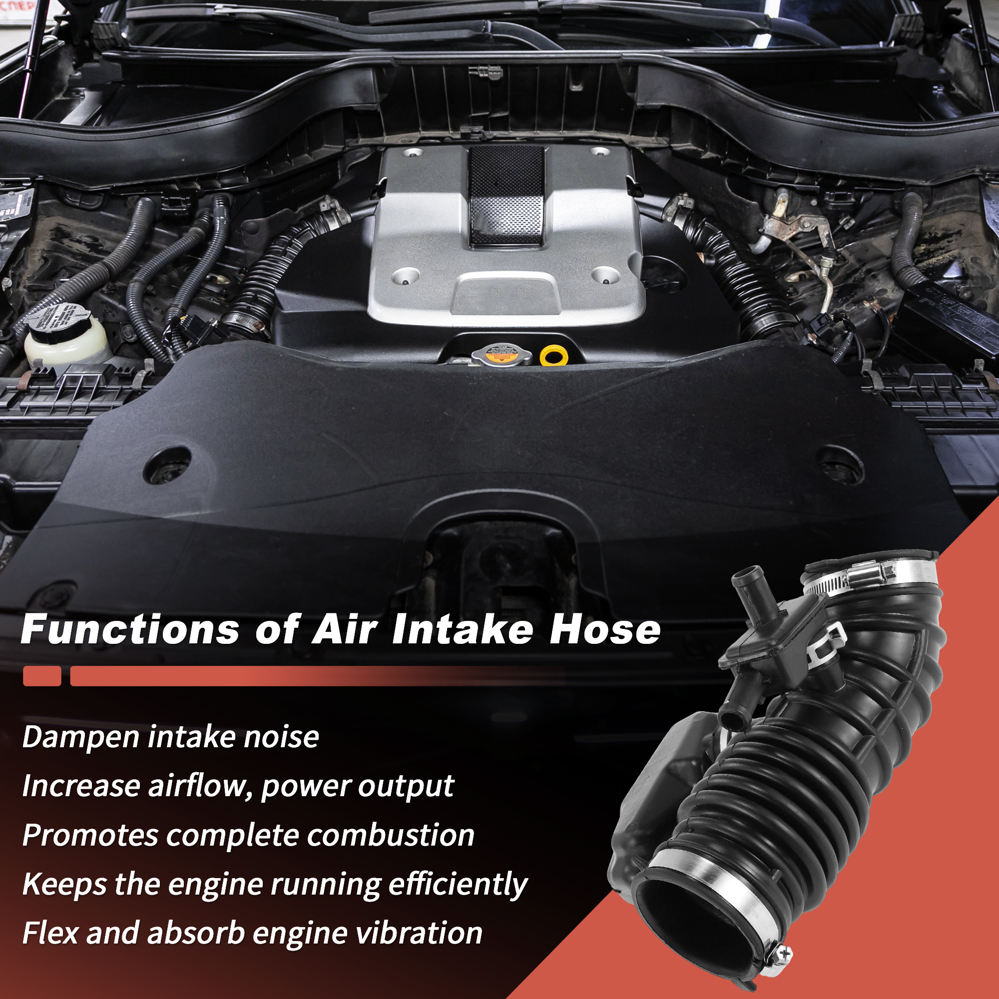 Unique Bargains Left Engine Air Intake Tube Hose for Nissan 370Z and for Infiniti G37