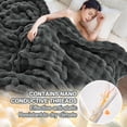thumbnail image 3 of Parojati 50*60 Faux Fur Throw Blanket for Couch - Extra Soft Fluffy Warm Bubble Design Throw for Couch, Sofa, Travel and Versatile Use for Bedroom, Living Room, Farmhouse, Grey, 3 of 10