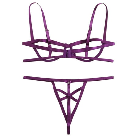 

AIYUQ.U Women Slim Decor Cut Out Underwire Lingerie Set Two Piece Underwear Bowknot Lace Lingerie Underwear Sleepwear Steel Ring Pajamas Garter