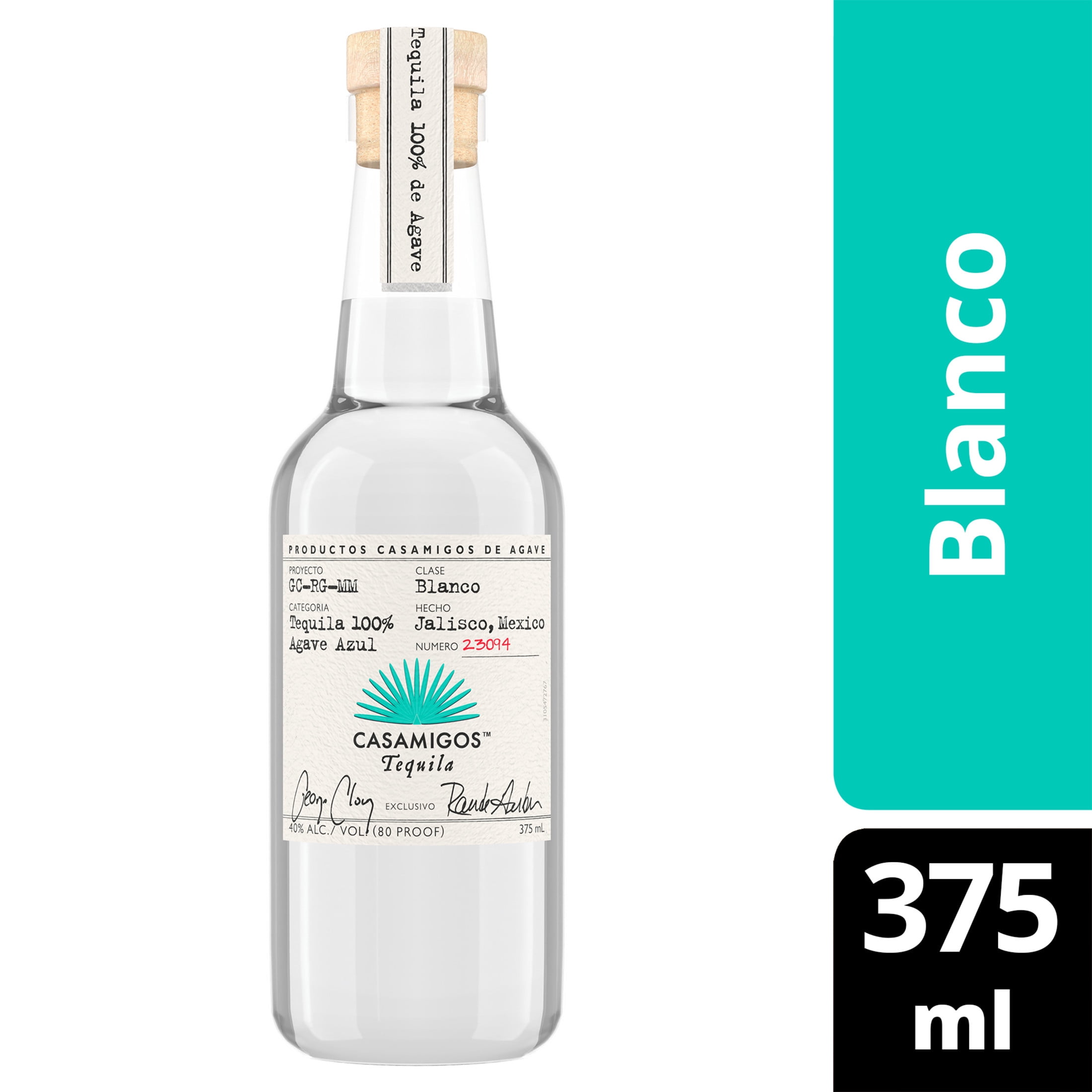 Casamigos Blanco Tequila, 750 mL, 40% ABV, Made with Blue Weber