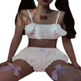 thumbnail image 3 of Pyjama Kawaii pour Femmes Bretelles Spaghetti Chien/lapin Crop Top Shorts, 3 of 5