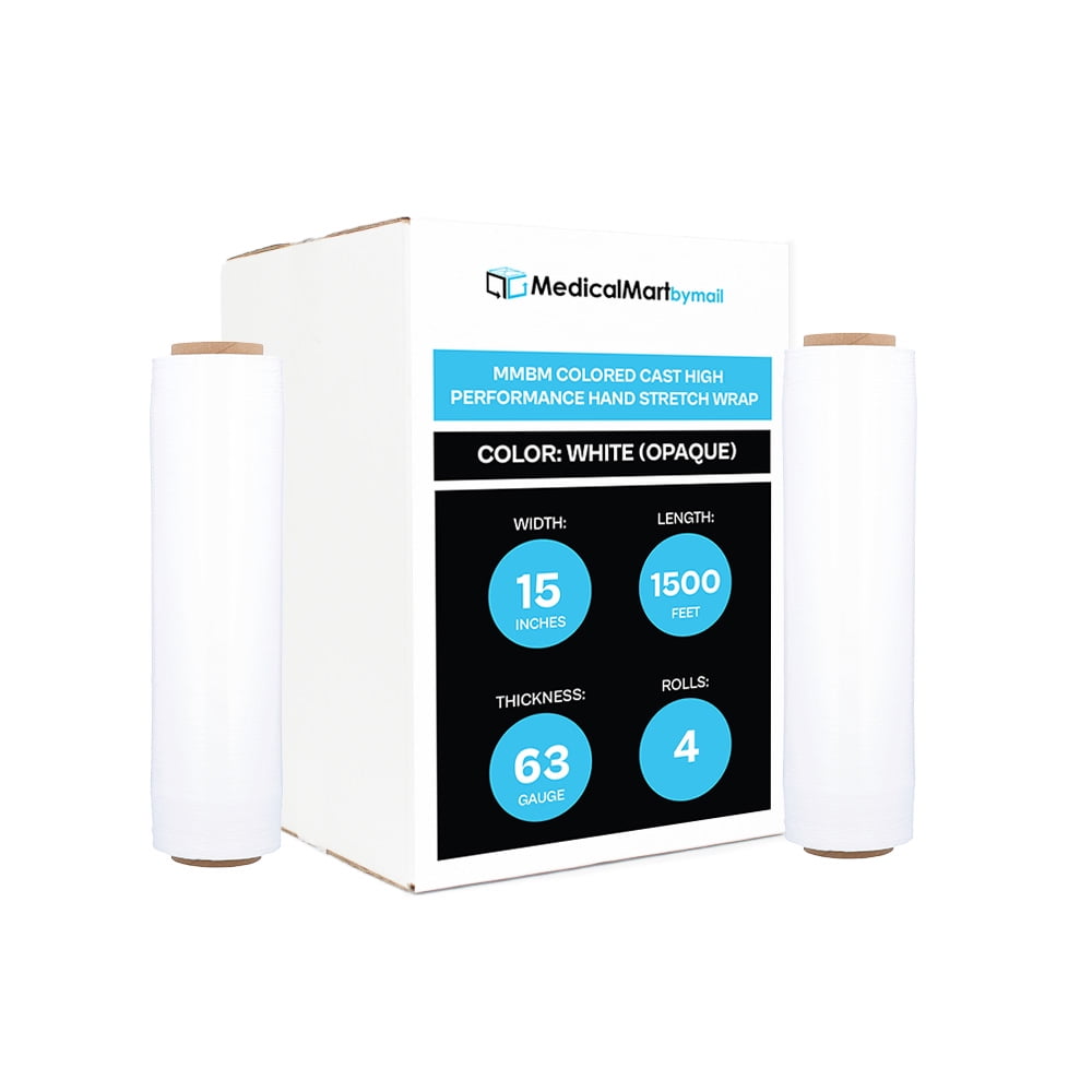 4 Rolls Tinted Blue Cast Hand Stretch Wrap – 18" X 1500 Ft, 63 Gauge