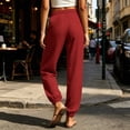 thumbnail image 5 of TEAJOPSUU Women's Cotton Blend Sweatpants Loose Elastic Waistband Cinching Bottom Ankle Pants with Pockets Casual Daily Solid Color Trousers Red, 5 of 5