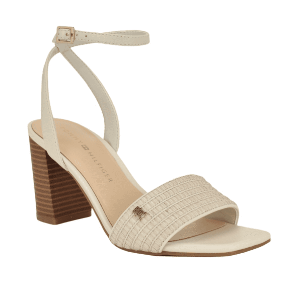 Tommy Hilfiger IVORY Women's Skilars High Block Heel Sandals, US 8