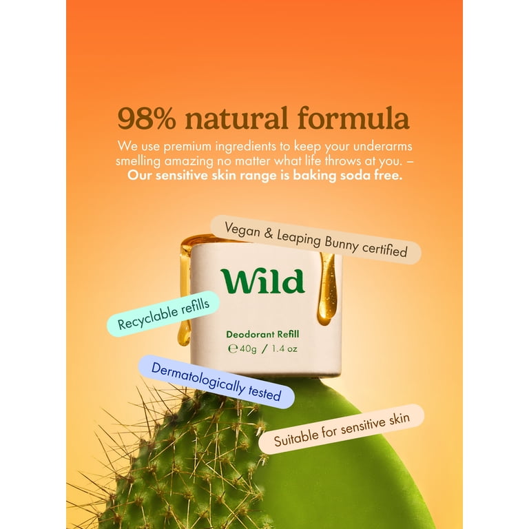 Wild Refillable Deodorant Starter Pack – Aluminum Free. Strawberry