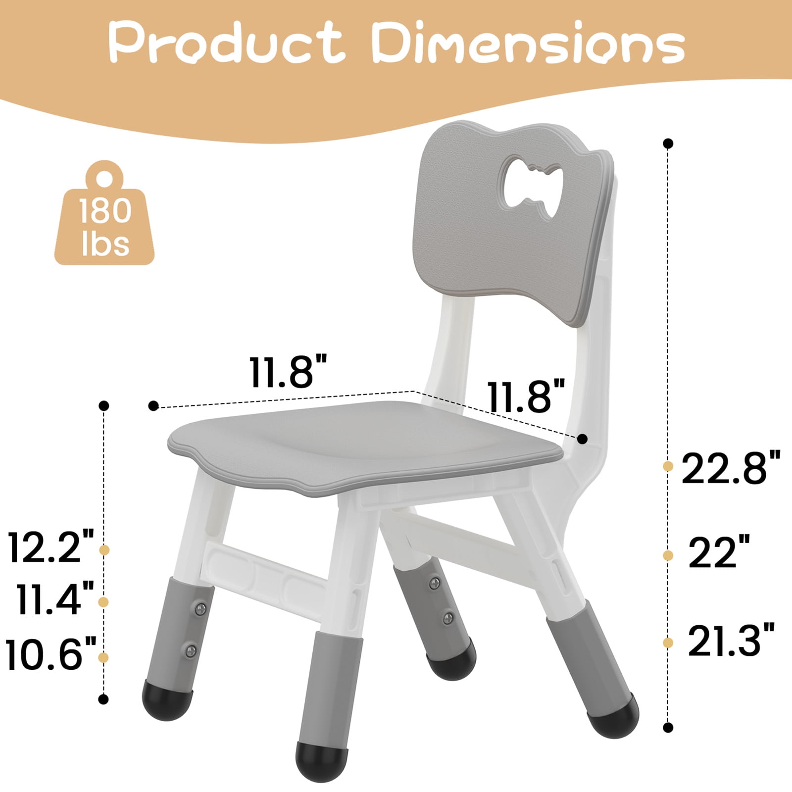 Adjustable Kids Chair 2 Pack, 3 Level Height Adjustable Anti-Slip Plastic Toddler Chair for Boys Girls Children Age 2-8, Suitable for Indoor or Outdoor Home School Daycare Nursery Use