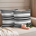 thumbnail image 3 of Outdoor Waterproof Pillow Covers Gray Black White Stripe Decorative Throw Pillow Protectors,Pillowcase Cushion Cases for Patio Sofa Garden Couch,16x16in,Pack of 2, 3 of 14