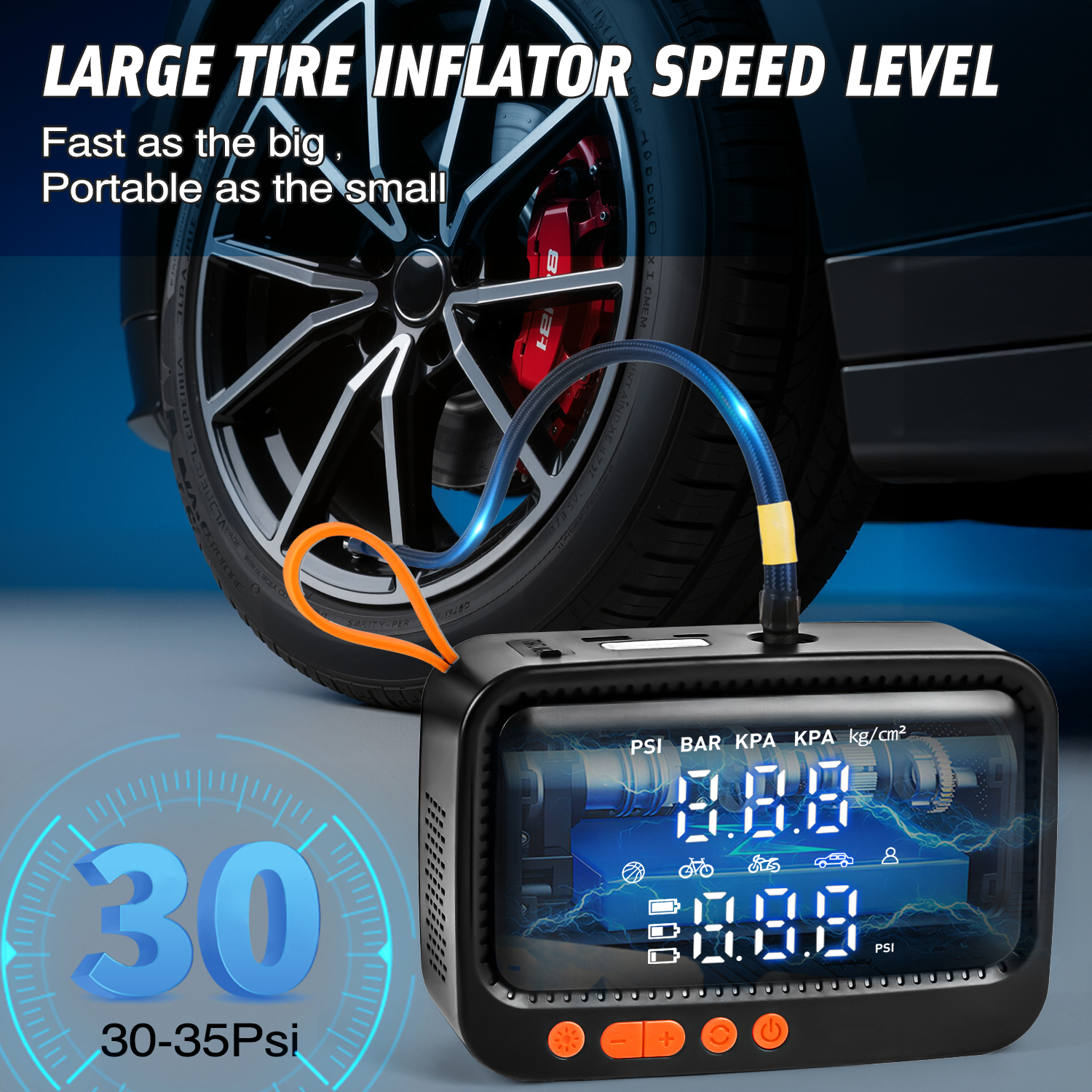 Freecat Tire Inflator Portable Air Compressor, 150PSI Electric Air Tire Pump for Car, Motorcycle, Bike, with LED Light &Jump Starter Cable &Car Accessories.