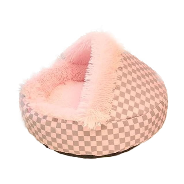 Cama redonda para gatos, refugio para gatitos, cómoda y lavable para el invierno, para perros pequeños, cálida cueva nido para gatitos, suministros Rosa