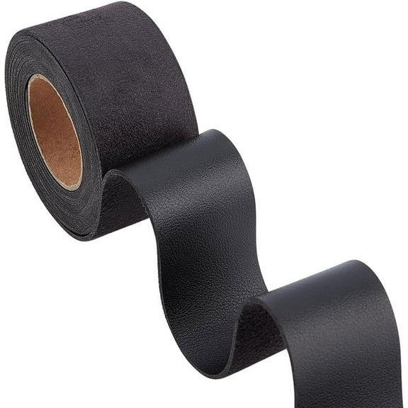 1.5"/37.5mm x 79"/2m Black Leather Strap Imitation Grain Leather Strips 0.07"/1.7mm Thick Flat Leather Cord Threads Rope for DIY Crafts Guitar Belt Bracelet Jewelry Making Tooling