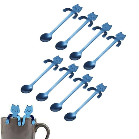 

Dinnerware Sets 8 Pcs Mini Cat Kitty Tea Soup Sugar Dessert Starter Seasoning Spoon