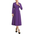 thumbnail image 1 of INSPIRE CHIC Robe Blazer Formelle pour Femme Col à Revers Col en V Manches Longues Ligne A Robe de Travail L Violet, 1 of 5