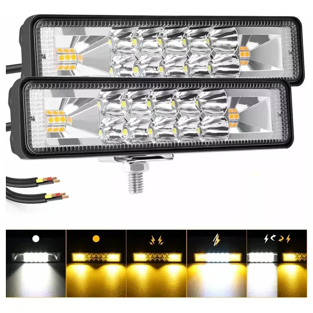 Faros Auxiliares Focos 32 Leds Doble Color Estrobo Moto 168w