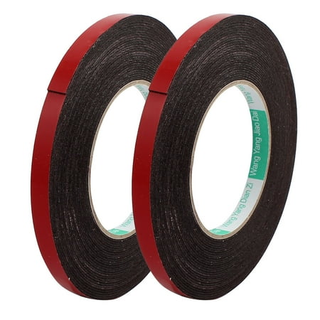 2Pcs 10mm x 1mm Single Sided Self Adhesive Shockproof Sponge Foam Tape 10M Red