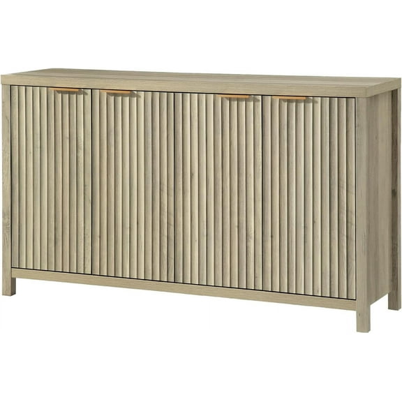 Tuekys 56" Large Sideboard Buffet Cabinet with Storage, Buffet Modern Credenza with Adjustable Shelves, Farmhouse Media Console Storage Cabinets for Living Room