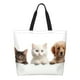 thumbnail image 1 of Fotbe Cute Kittens And Puppy Bolsa Tote Estética de Lona con Estampado para Mujer - Bolsa Reutilizable de Hombro Casual para Vacaciones, Compras, Trabajo y Gimnasio, 1 of 8