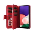 thumbnail image 3 of Multifunctional Case for Samsung A22 5G,[RFID Blocking] 9 Credit Cards Holder with Wrist Strap, Premium PU Leather Zipper Wallet Purse Magnetic Flip Phone Cover for Samsung Galaxy A22 5G, Red, 3 of 12