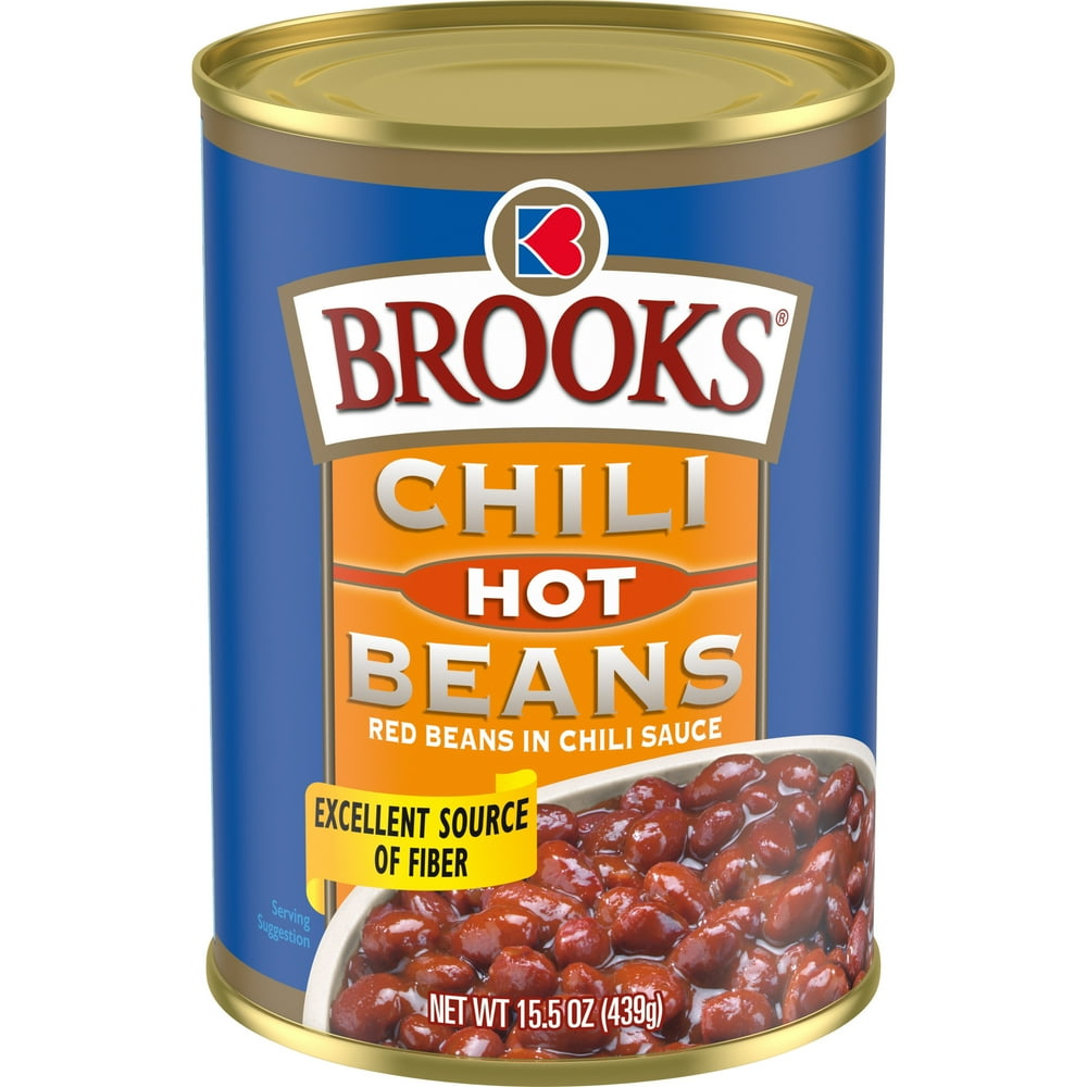 Brooks Chili Beans, Canned Red Beans in Chili Sauce, Hot Flavor, 15.5