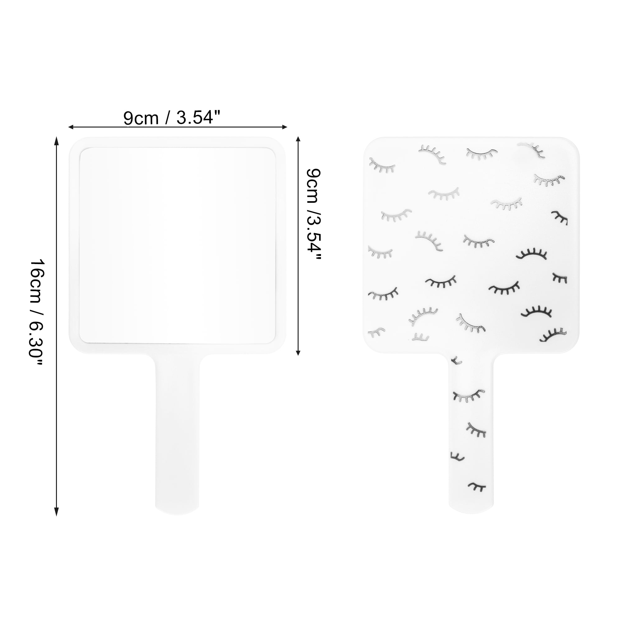 Unique Bargains 1 Pc Women Eyelash Pattern Square Handheld Mirror White