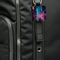 thumbnail image 6 of Futuristic City Alley Night Glowing Signs Faux Leather Square Keychain, 6 of 7