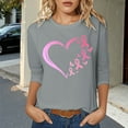 thumbnail image 2 of T-shirt Graphique de Sensibilisation au Cancer pour Femmes, Col Rond, Manches Trois Quarts, Décontracté, Confortable, Tenue Quotidienne, Haut de Festivals, 2 of 4