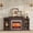 70in, Brown(Red Brick Fireplace), variant on LGHM 72" Electric Fireplace TV Stand for 80 inch TV, Freestanding 23" Fireplace Heater with Mantel for Living Room, Bedroom, Black