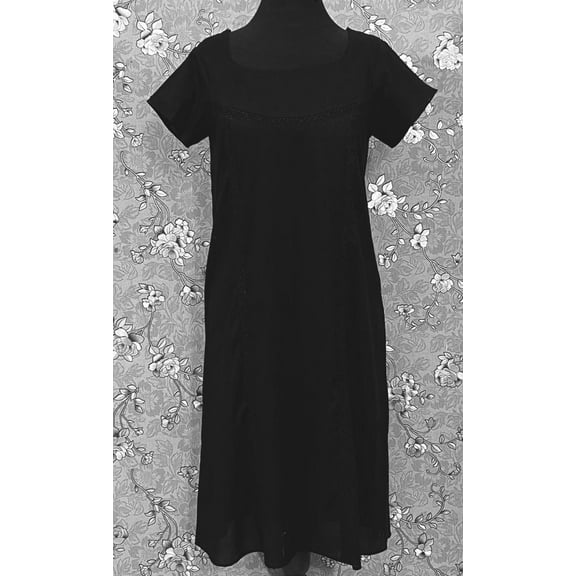SoieRose SR1181 Black Cotton Victorian Nightgown – Short Sleeve