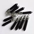 thumbnail image 3 of K-KED Wholesale 10pcs Natural Stone Black Agate Hexagonal Pillar Pendants 12x50mm DIY, 3 of 8