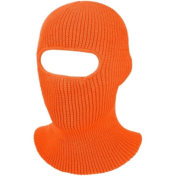 ZOELNIC 1-Hole Knitted Full Face Cover Adult Winter Ski Balaclava Outdoor Sports Beanie For Men Women (Orange)