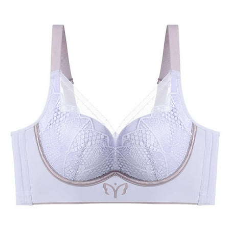 Wireless Push up Bra Women Full-Coverage Bra Feature V-Neck Nursing Bra Style W-86 Purple M